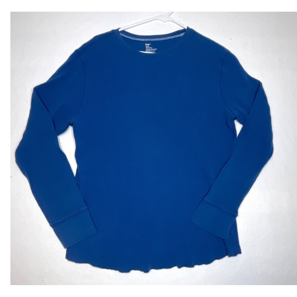 Gap Mens Shirt Waffle Thermal Long Sleeve Crew Neck L Blue
